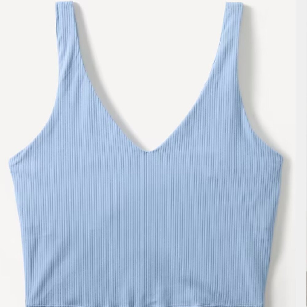 Athleta Transcend V Neck Rib Crop Sports Bra M